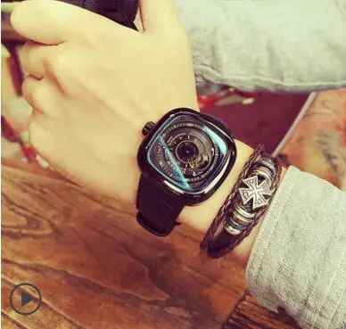 Color 1 GLENAW механические часы Мужские квадратные часы Автоматические Мужские наручные часы ажурные военные часы Подарки для мужчин - Цвет: Color 1