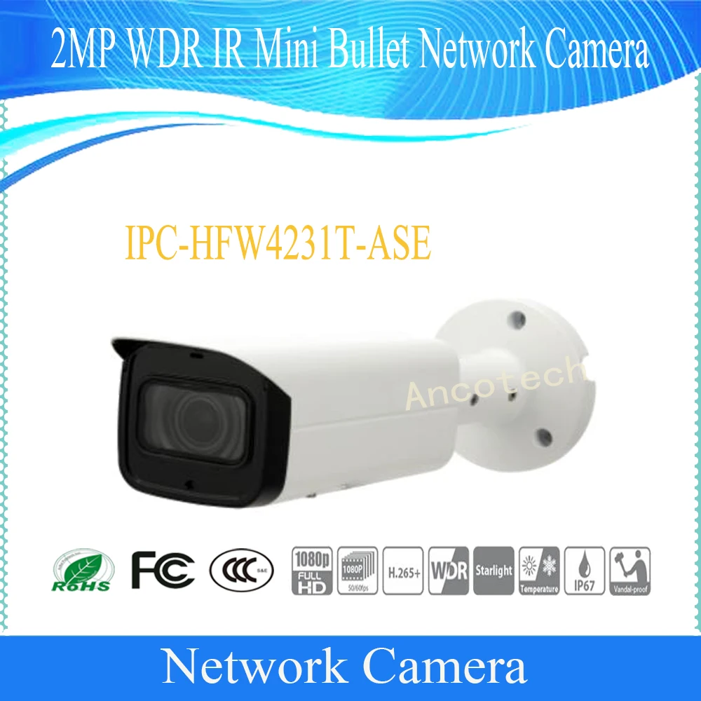 

DAHUA Serveillance IP Camera 2MP WDR IR Mini Bullet Network Camera IP67 IK10 With POE DH-IPC-HFW4231T-ASE
