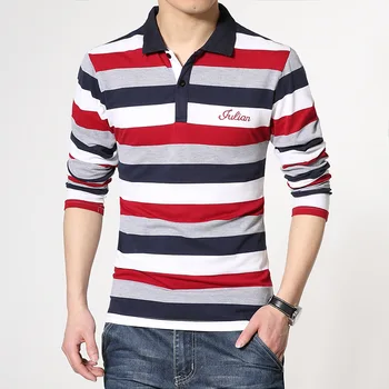 

New size fall fashion casual men's long sleeve lapel striped polo shirt men's casual cotton short sleeve polo shirt M-5XL