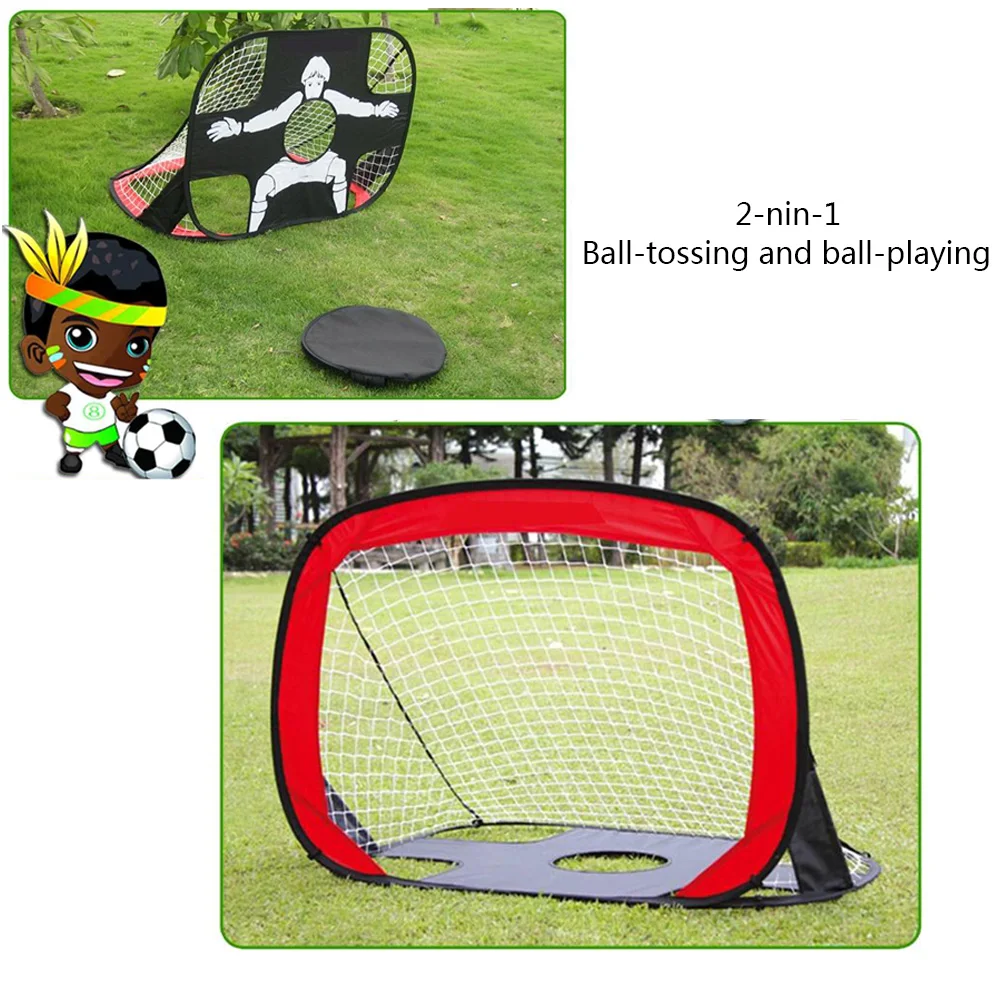 2 in 1 Pop Up Kids Soccer Goal Net Foldable Kid Football Net Children Soccer Target Indoor