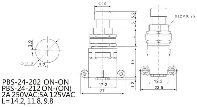 DPDT, 6pins, ON-PBS-24-202 Самостоятельная Блокировка с фиксацией PCB электрические ножной переключатель для гитары эффекты ножной переключатель