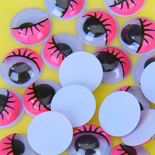 100± 15mm Coloured Eyelashes Jiggle Wiggly Google Googly Eyes Craft Scrapbooking