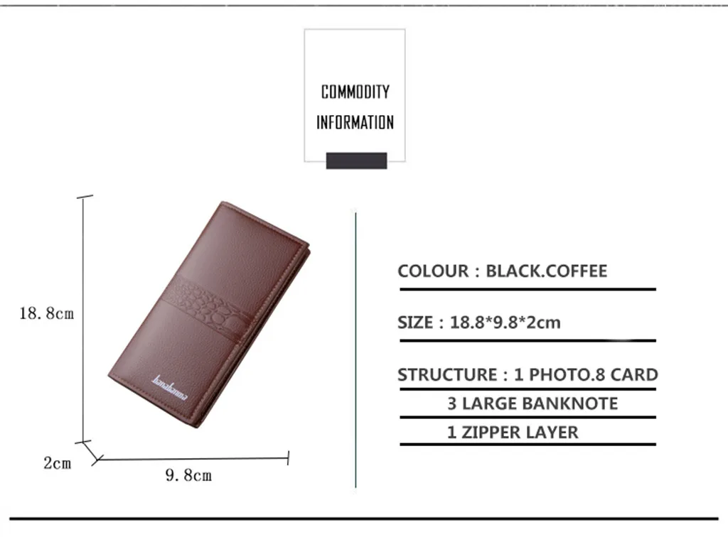 Мужской Длинный кошелек, повседневный Многофункциональный клатч, сумка для карт, мульти-держатель для карт, кожаные кошельки и сумки# P3