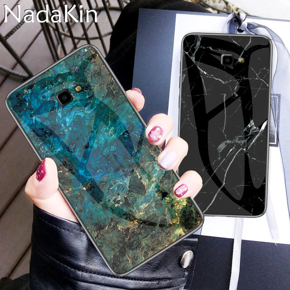 

Marble Stone Pattern Back Glass Phone Fitted Shell Case for Samsung Galaxy J3 J5 J7 2017 EU Prime J2 Pro J4 Core J6 Plus J8 2018