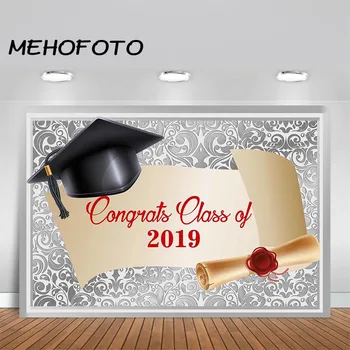 

MEHOFOTO Graduation Backdrop Class of 2019 Silver Decorations Party Background Congrats Grad Prom Photography Backdrops