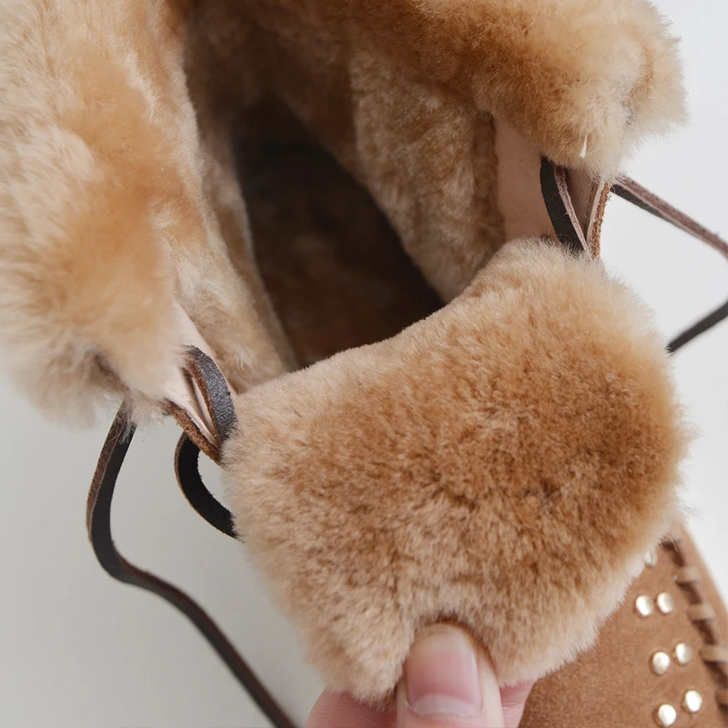 Coton Rivets Ronde Chaussures Femmes Courtes Tête gris Neige Bottes En Chaud Curvaness Laine marron Plat Noir Tube Bretelles De Cuir Mode qtAXa