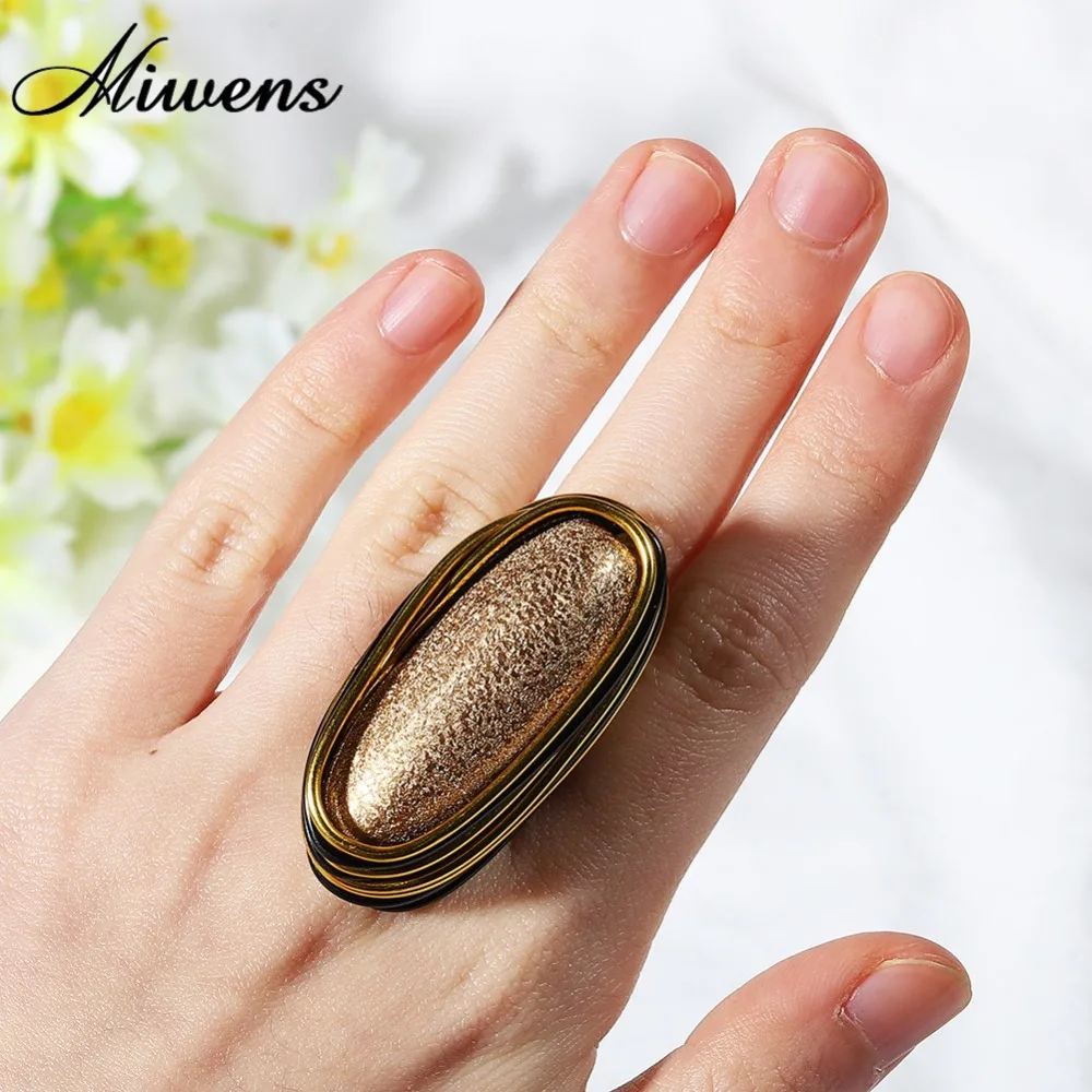 

Miwens Long Punk Stone Rings Female Big Oval Metal Charm Rings For Women Party Wedding Statement 2019 Hot Wholesale Jewelry A030