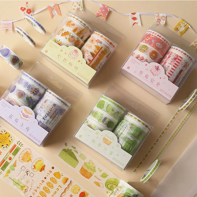 

Mohamm Gastronome Series Kawaii Color Washi Masking Tape Release Paper Stickers Scrapbooking Stationery Decorative Tape