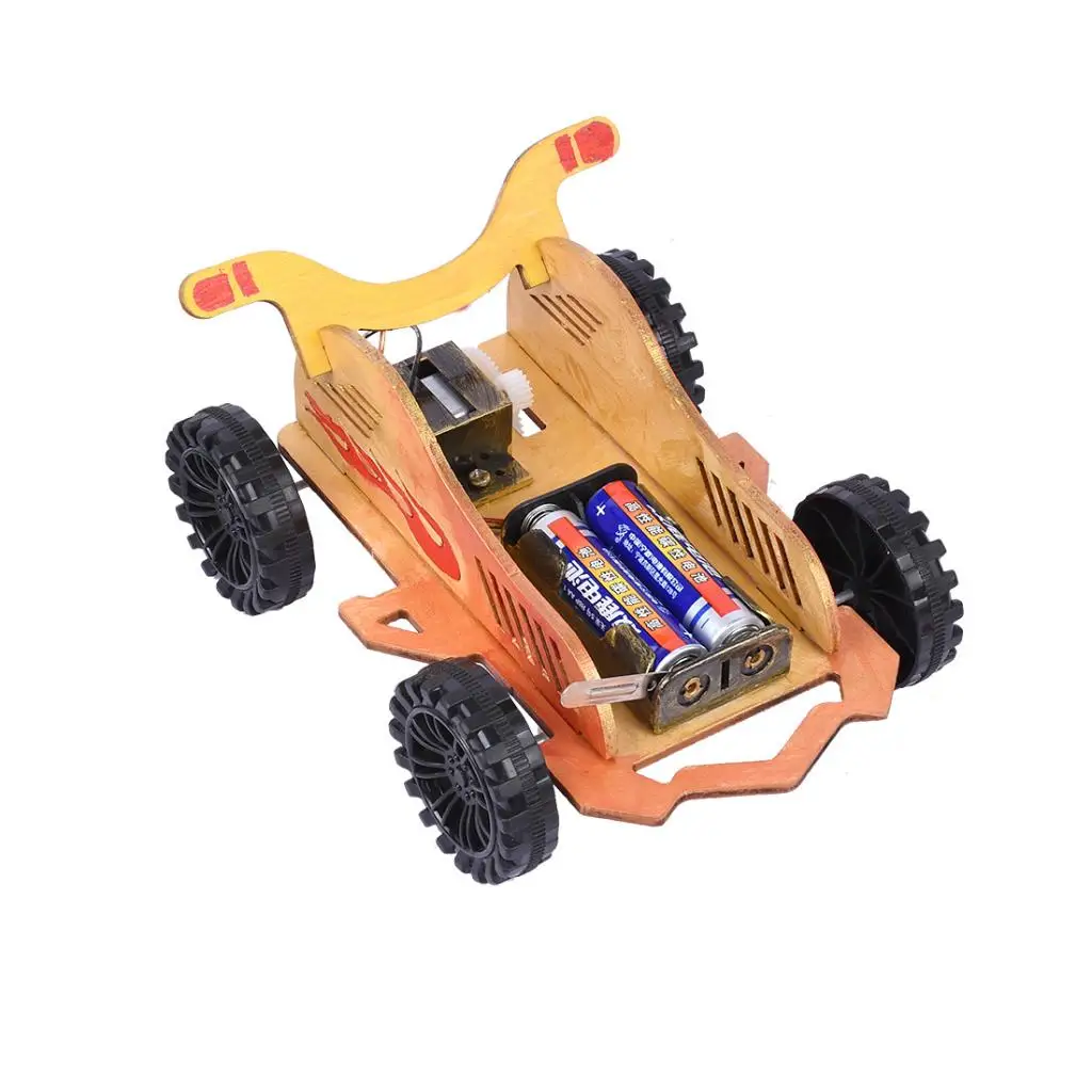 Wooden DIY Educational Science Go-kart Car Toy Experiment Kits for Kids Children Students Teacher Teaching Aids