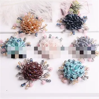 

20pcs Crystal Flower Beaded Clothes Patches Diy Flowered 3d Embroidered Patche Sewing Badges Sew On Cloth Hats Shoes Applique