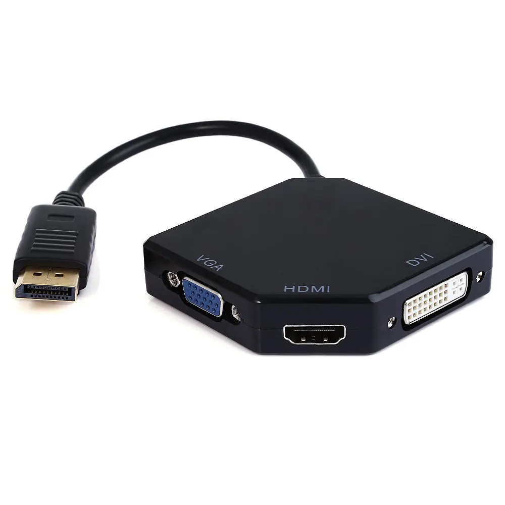

Solid Black Multifunctional 3 in 1 DisplayPort Display Port Male to HDMI / DVI / VGA Female Adapter Cable For MACbook Pro