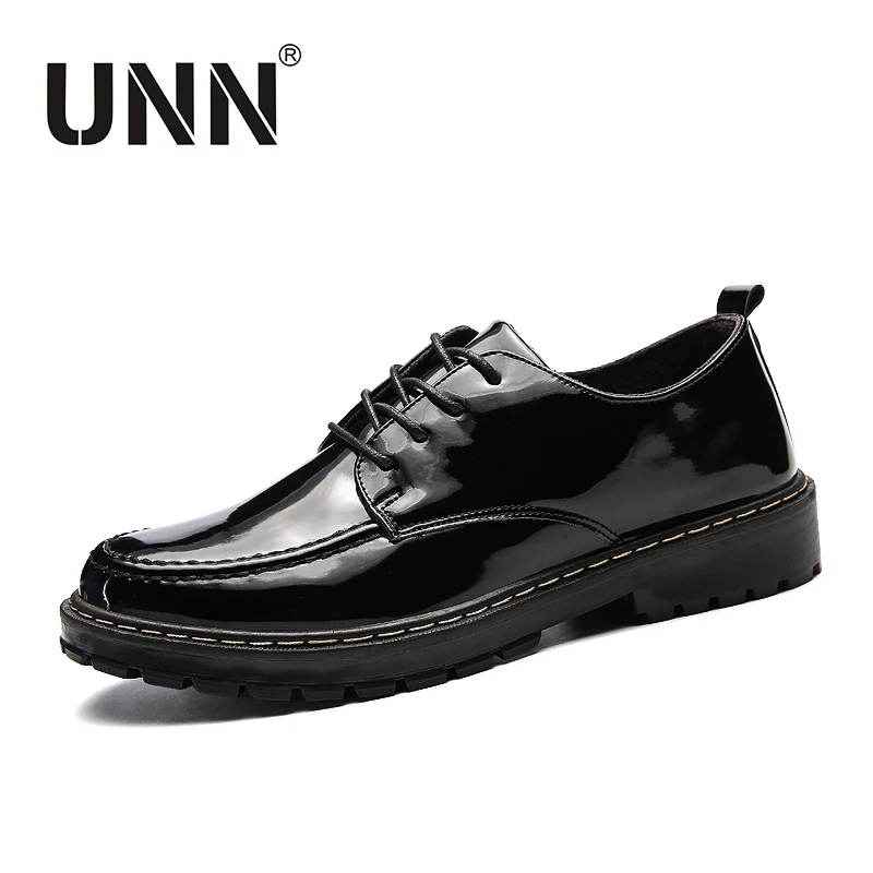 

UNN Slip On Formal Shoes Men Retro Pu Shoes Black British Style Business Suits Lace-up Work Ankle Boots For Man Casual Shoes