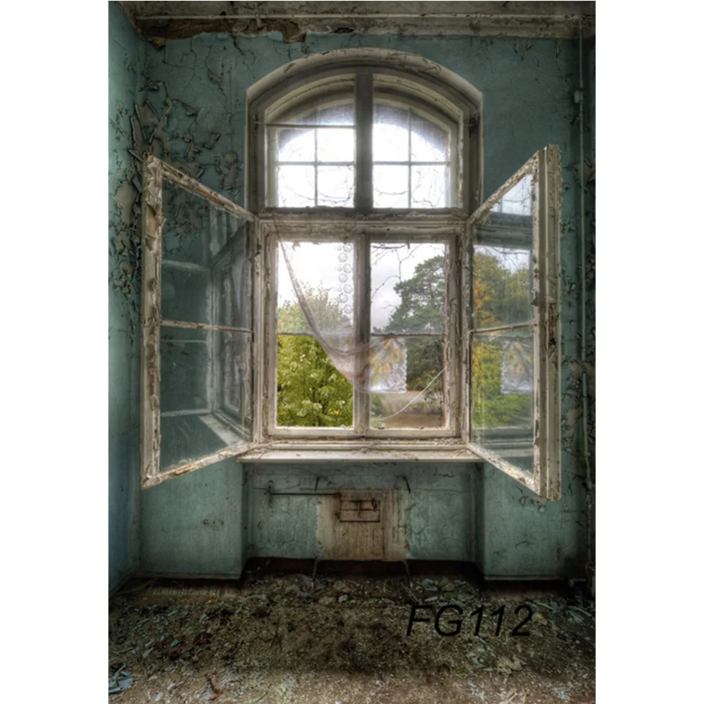 LB Polyester & Vinyl Backgrounds For Photo Studio Photography Backdrops Interior Of Abandoned House Spider Web Window Decor