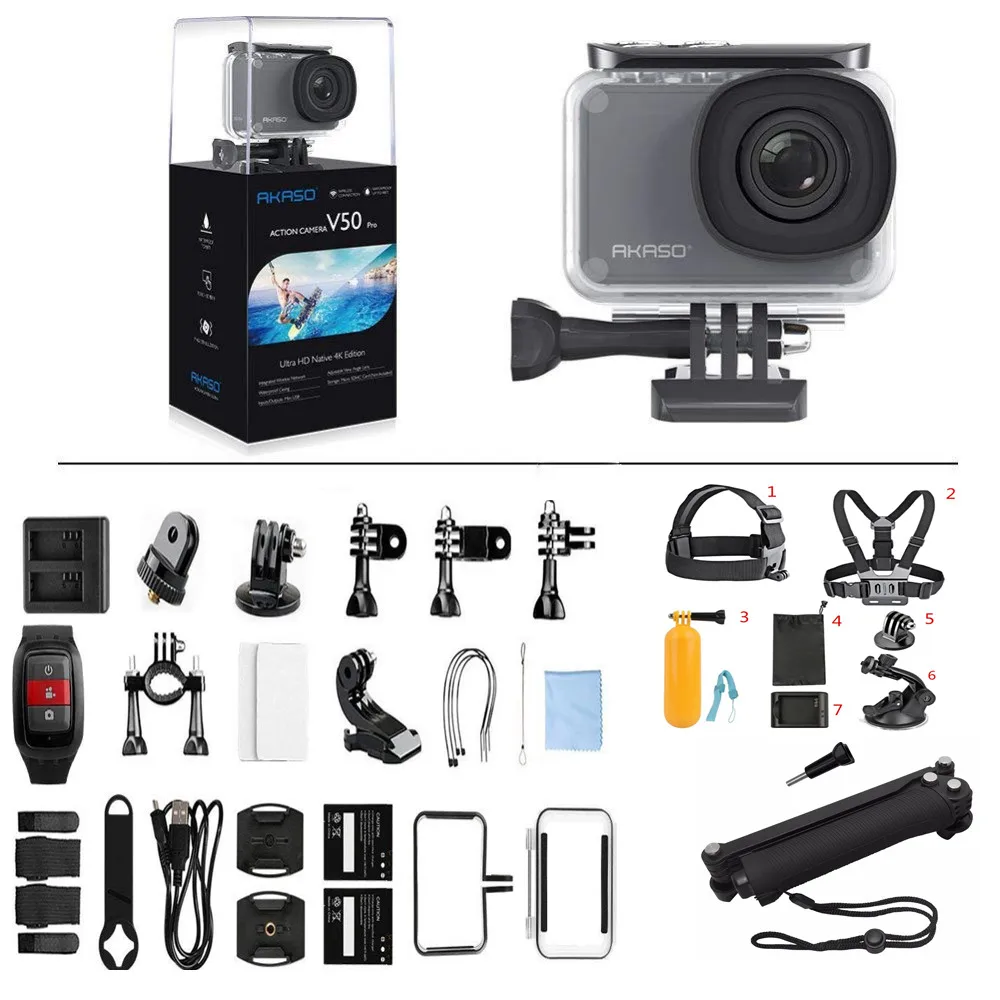 

AKASO V50 Pro Native 4K/30fps 20MP WiFi Action Camera with EIS Touch Screen 30M waterproof Sport go Helmet pro sport cam