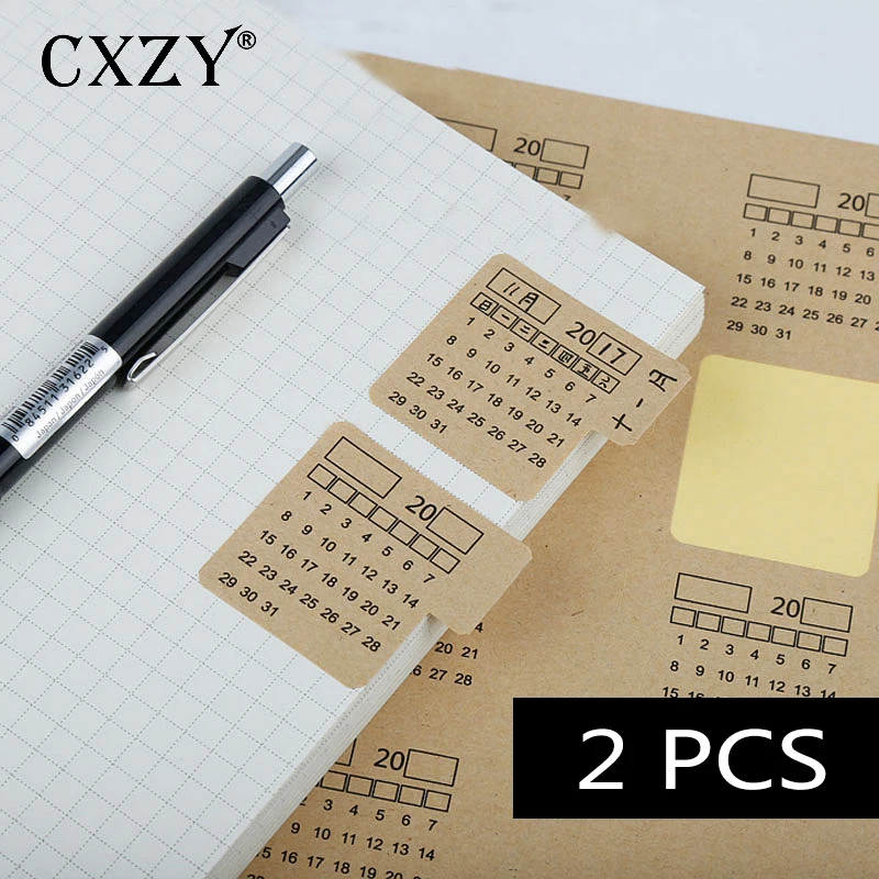 CXZY 2sheets Kraft Paper Calendar Index stickers label scrapbooking travel decorative bullet journal stationery gift cute 1T818