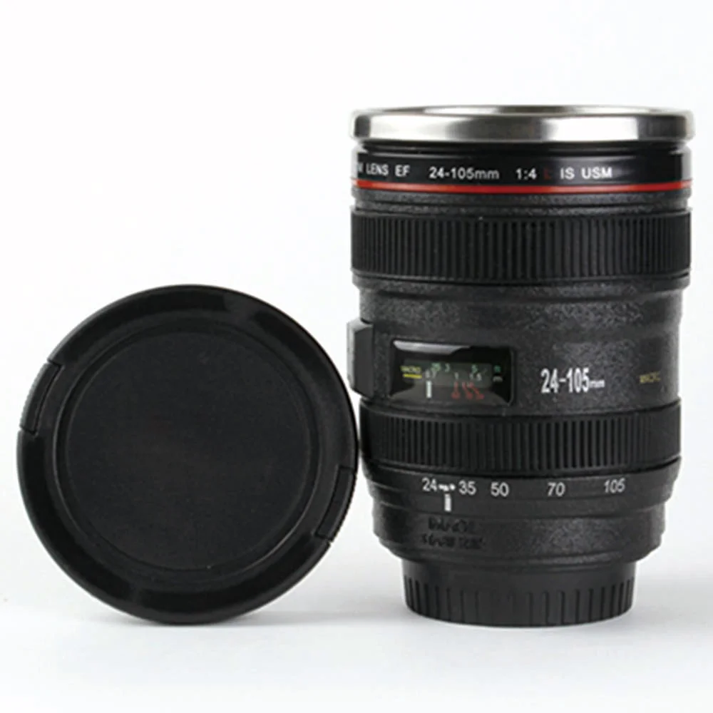 

400ML Stainless Steel Liner SLR Lens Mugs Simulation Camera Mug Creative Coffee Tea Cup Glass Travel Novelty Gifts Mug
