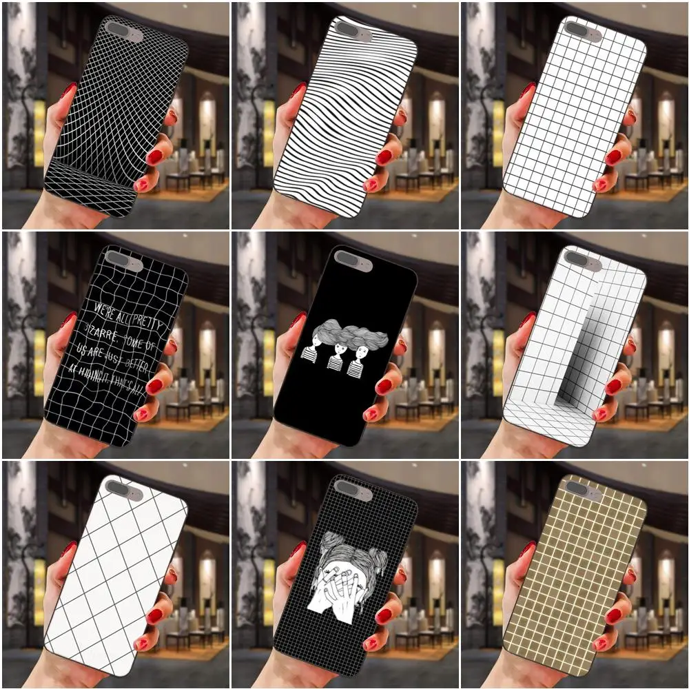 

For Xiaomi Redmi Note 2 3 4 4A 4X 5 5A 6 6A 7 Go Plus Pro S2 Y2 Soft New Arrival Black And White Grid