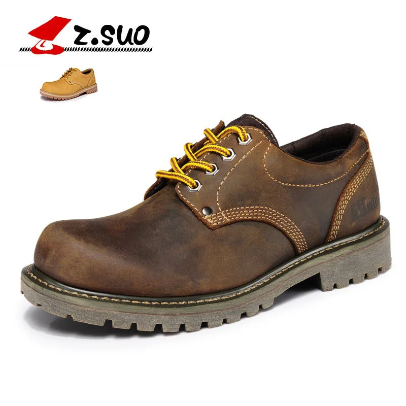 Z.Suo 2016 New Casual Men Shoes Boots leather Rubber British Fashion Boots Autumn Winter Mens Light Up Shoes Lace-up Male SG107