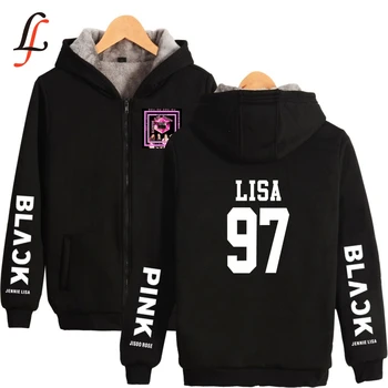 

Blackpink Plus Thick Hoodies Sweatshirt Supper Warm Coat Winter Zipper harajuku Jacket Unisex Streetwear Sweatshirt Oversized