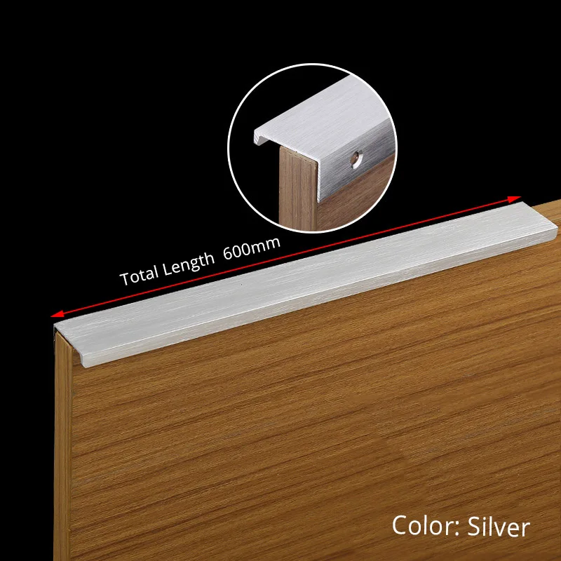 Sleek Black & Silver Hidden Cabinet Handles - Zinc Alloy Drawer Pulls & Knobs