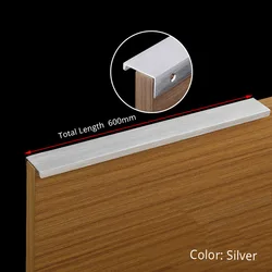 Sleek Black & Silver Hidden Cabinet Handles - Zinc Alloy Drawer Pulls & Knobs (Silver Length 600mm)
