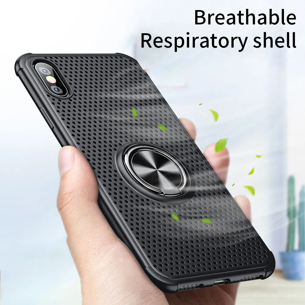 KISSCASE Heat Dissipation Ring Phone Case For iPhone 8 7 6 6s Plus TPU XR XS MAX Shockproof Cover Funda Coque |