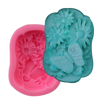 

DIY 3D Soap Silicone Mold with Flower Butterfly Fondant Cupcake Jelly Candy Chocolate Decoration Baking Tool Moulds FQ3359