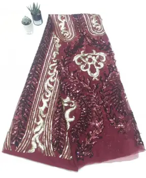 

Cyndi-10.3107 embroidered Mesh Tulle fabric Factory price sequins Nigerian lace fabrics