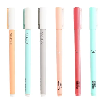 

6 pcs Gentle gel pen 0.5mm ballpoint Black ink refill Signature writing pens Cute Office school supplies Material escolar F958