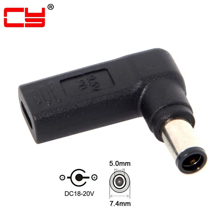 

Type C USB 3.1 USB-C to DC 7.4*5.0mm HP Power Converter Adapter PD Emulator Trigger 90 Degree Angled for HP Lap top