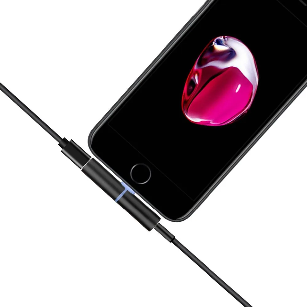 Fanshu 3 in 1 Headphone Jack and Charge Adapter Splitter Dual Lighting Female Cellphone Audio and Charging Support Calling