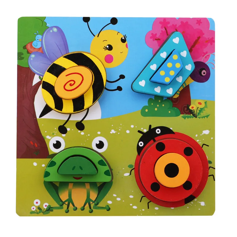  3D Animal Wooden Puzzles Montessori Educational Toys For Kid's Animal Learning Puzzle Teaching Aids - 32949025626