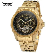 JARAGAR Or Hommes Marque De Luxe Montre En Acier Inoxydable Tourbillon Automatique Mécanique Montres Cadeau Boîte Relogio Releges 2016