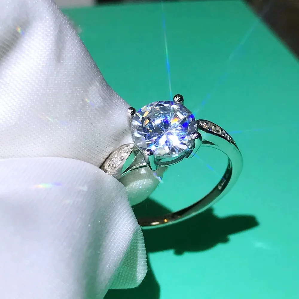 

TSHOU64 copper ring high carbon drill 2 carat ring six claw ring necklace bracelet