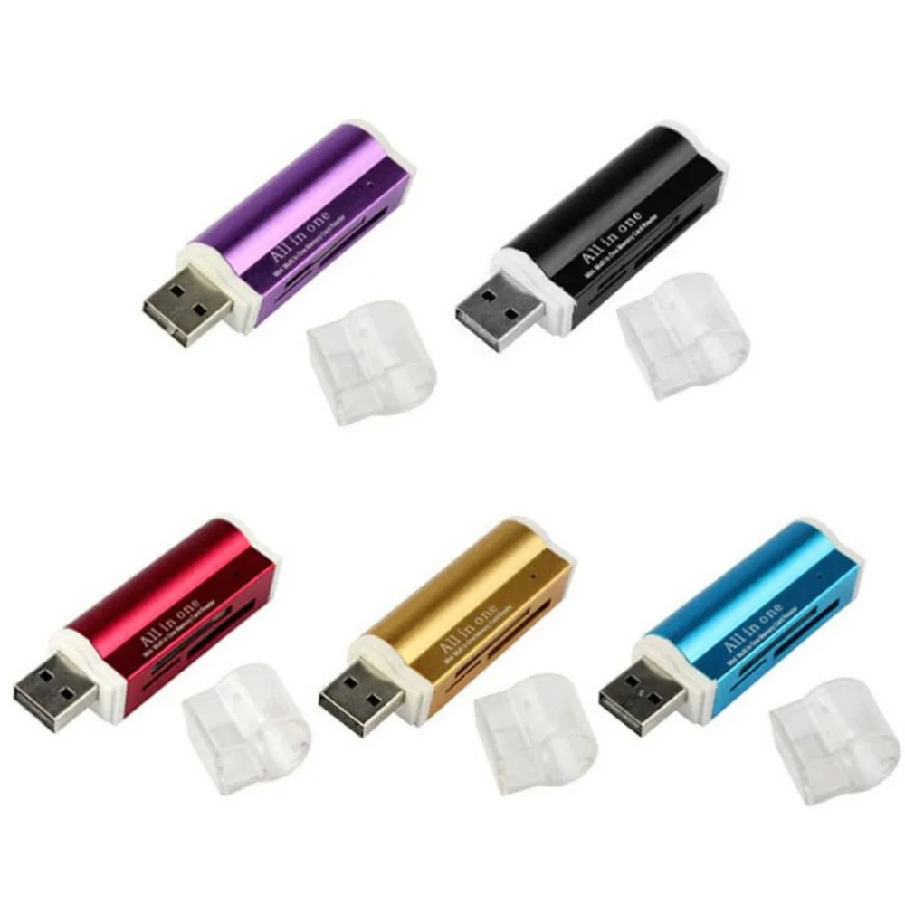 Все в 1 Micro USB, для карты памяти считыватель Многофункциональный USB 2,0 адаптер для Micro-SD TF M2 MS мини-металлический кард-ридер