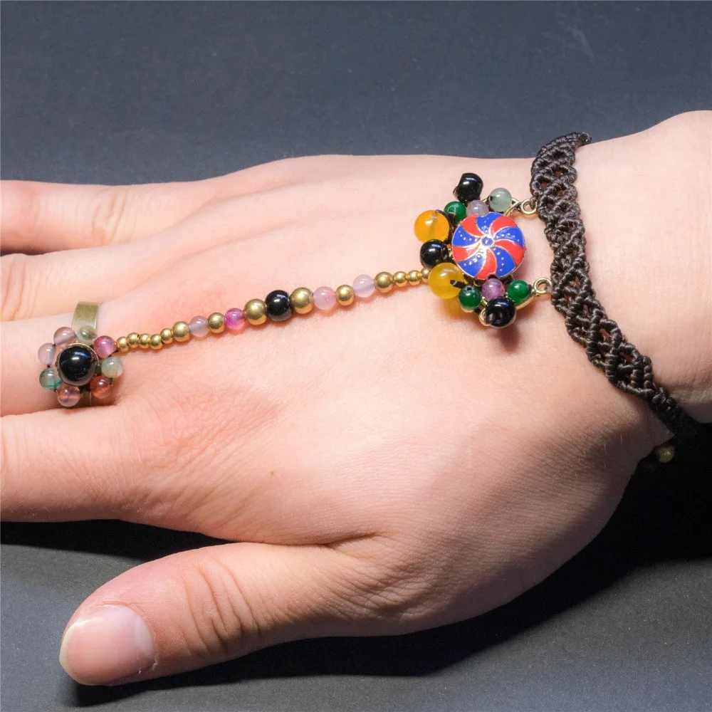 

2018 Retro Handmade Crystal Beaded String Chain Bracelets for Women Fashion Handcuffs Style A Bracelet Jewelry