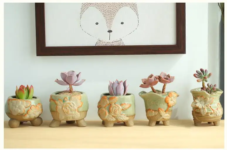 

2019 2018 High Quality Creative Cute Flowers Pattern Mini Ceramic Flowerpot Modern Garden Succulent Home Decoration Flower Pot