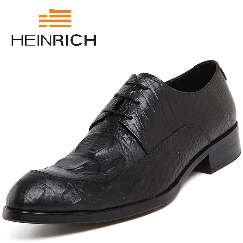 

HEINRICH New Crocodile Skin High Quality Men Shoes Genuine Leather Party Dress Luxury Designer Formal Business Shoes Scarpa Uomo