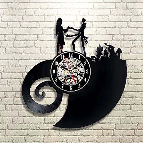 

Vinyl Record Wall Clock Nightmare Before Christmas Music Nursery Art CD Clock Watch Creative Duvar Saati Horloge Best Gift