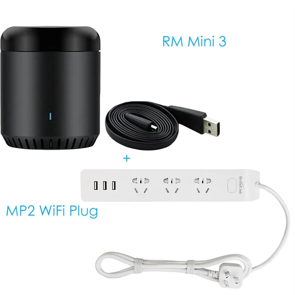 Broadlink RM Mini3 для Alexa Google Home умный Wi-Fi ИК Контроль мощность полосы Wi-Fi разъем SP mini3 CN AU разъем - Комплект: MP2 with RM mini3