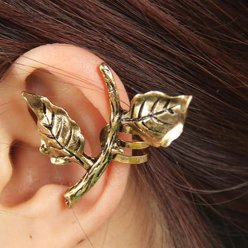 

Fashion Vintage Bronze Plated Metal Leaf Ear Cuff Earrings for Women Clip On Earrings No Pierced boucle d'oreille clip 0108