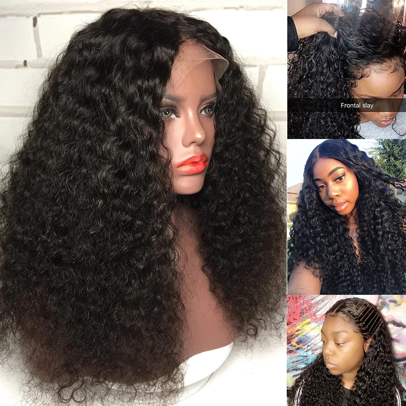 Curly Human Hair Wig 250% Density Lace Front Wigs For Women Brazilian Glueless Lace Wigs Pre Plucked Ever Beauty Remy Full Black
