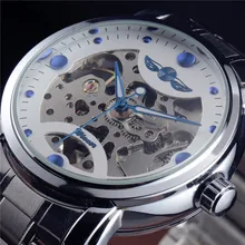 Gagnant Bleu Océan De Mode Designer Casual Acier Inoxydable Hommes Squelette Montre Hommes Montres Top Marque De Luxe Montre Automatique Horloge