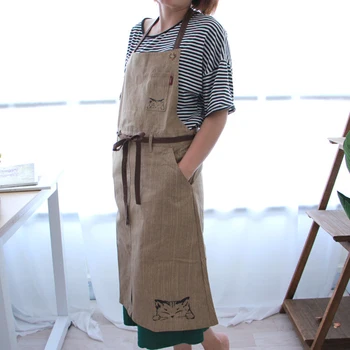 

Cartoon Japanese Style Aprons for Women Men, waterproof Kitchen Canvas Apron Cleaning Painting baking coffee Cooking household