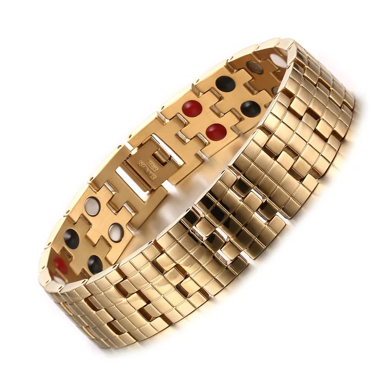 16mm Wide Hong Kong Gold Bracelets Bangle Double lines Stone