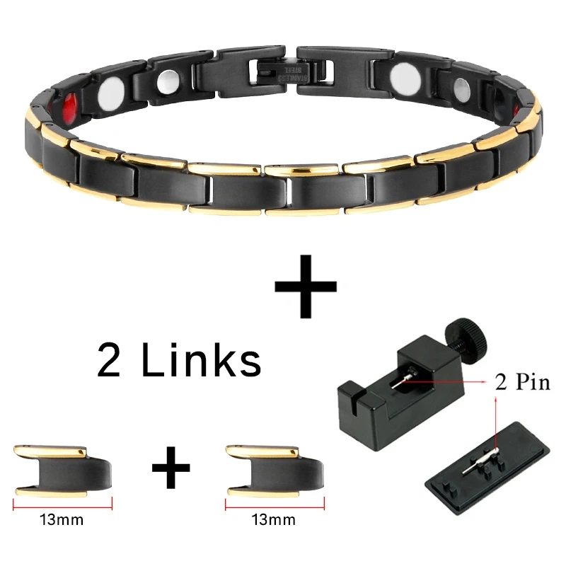 Дропшиппинг женский браслет для здоровья магнитный черный силовые браслеты цепочка бижутерия из нержавеющей стали - Окраска металла: 10089 Set