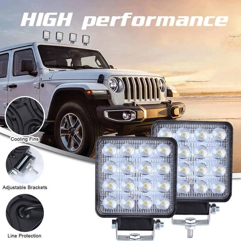 

2Pcs Square 160W Car LED Work Bars Driving Lamps Fog Lights for Truck ATV SUV