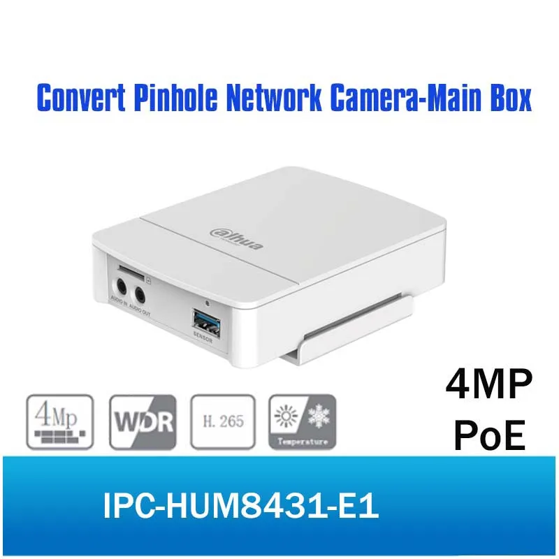 

DH IPC-HUM8431-E1 4MP Poe Covert Pinhole Camera Main Unit H.265 Support Smart detection and SD Card Metal case