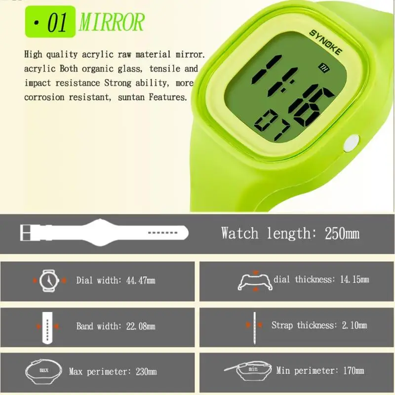Новый модный Рождественский подарок спортивные часы детские цифровые часы водостойкие будильник часы дети желе цвет электронные наручные