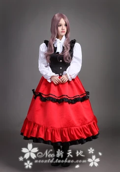 

Axis Powers Hetalia Hungary Cosplay Costume Lolita COS Halloween Party Ball Gown Costumes Dress+bustle+Geranium tire+bowknot